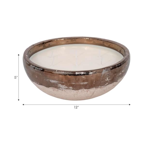 12 in. x 5 in. Gray Fresh Pine Bowl Terracotta Candle 57 oz.