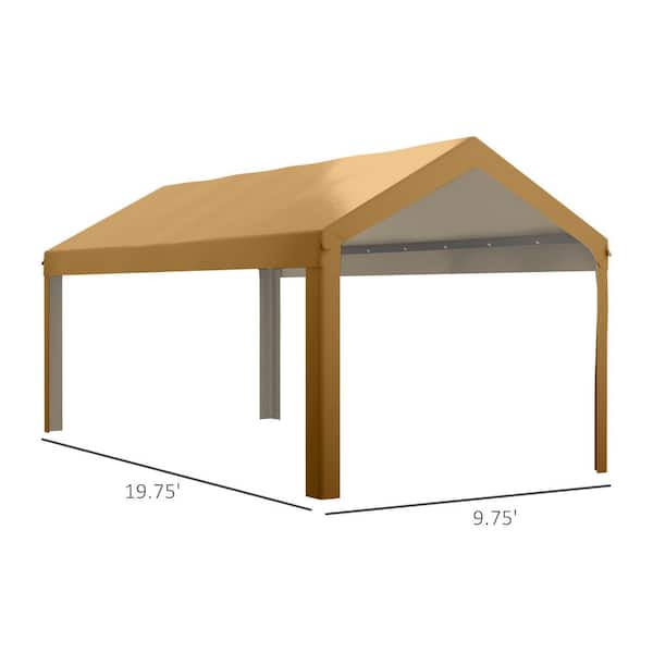 10 ft. W x 20 ft. D x 10 ft. H Beige Roof Plastic Carport