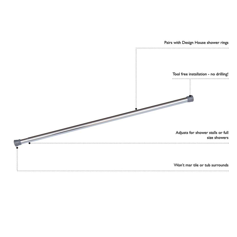 Design House Adjustable Shower Rod 43"-72", Brushed Nickel