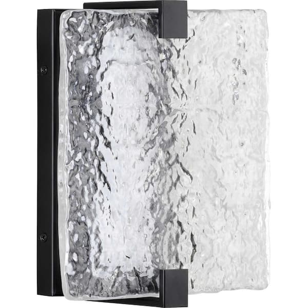 LED Stone Glass Sconce Black ADA Wall Sconce