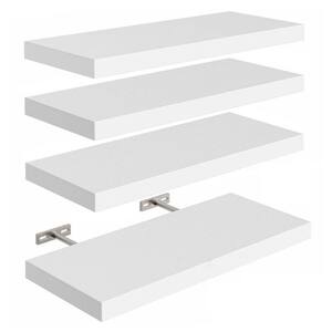 16 in. W x 6.7 in. D White Decorative Wall Shelf, Set of 4