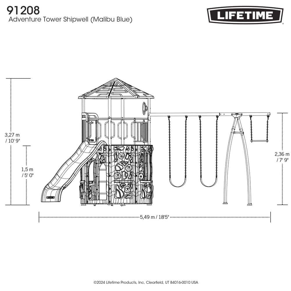 Blue and Gray Steel and Polyethylene Adventure Tower Playset