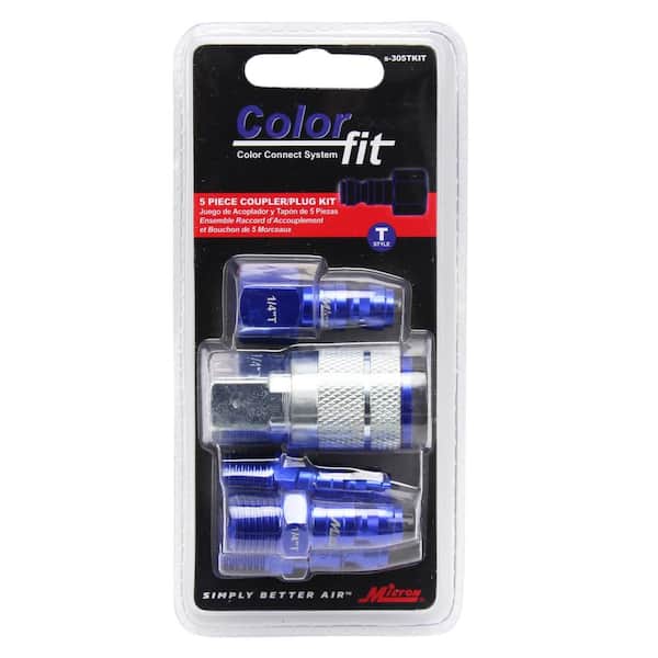 Kit 10 Accoppiatori Pneumatici Milton COLORFIT® 1/4 NPT Maschio Blu | Stile T 300 PSI