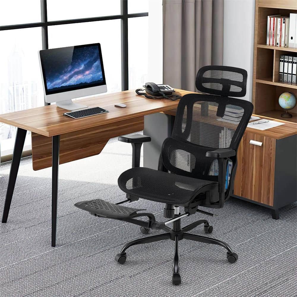 Ergonomic Office Chair with Rotating Headrest & Adjustable Lumbar Support - Thumbnail 3