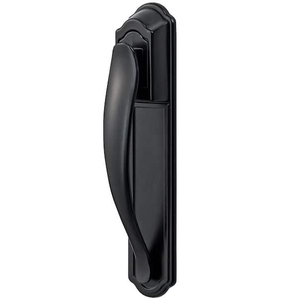 IDEAL SECURITY Black Painted Storm and Screen Door Pull Handle Set with Back Plate