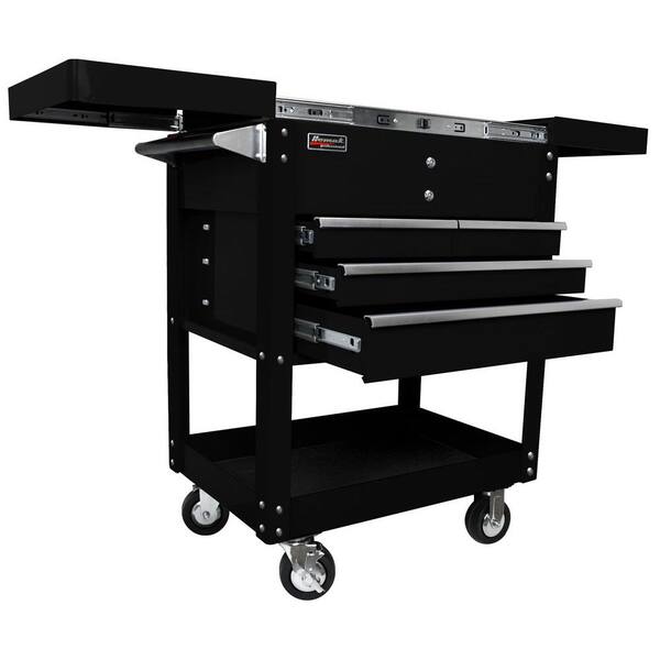 Homak Professional 35 in. 4-Drawer Slide Top Service Utility Cart in Black