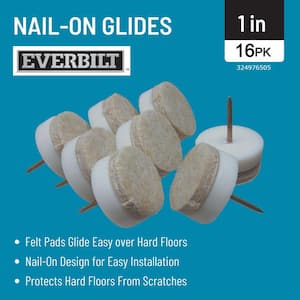 1 in. Beige Round Felt Nail-On Furniture Glides with Felt Pads for Floor Protection (16-Pack)