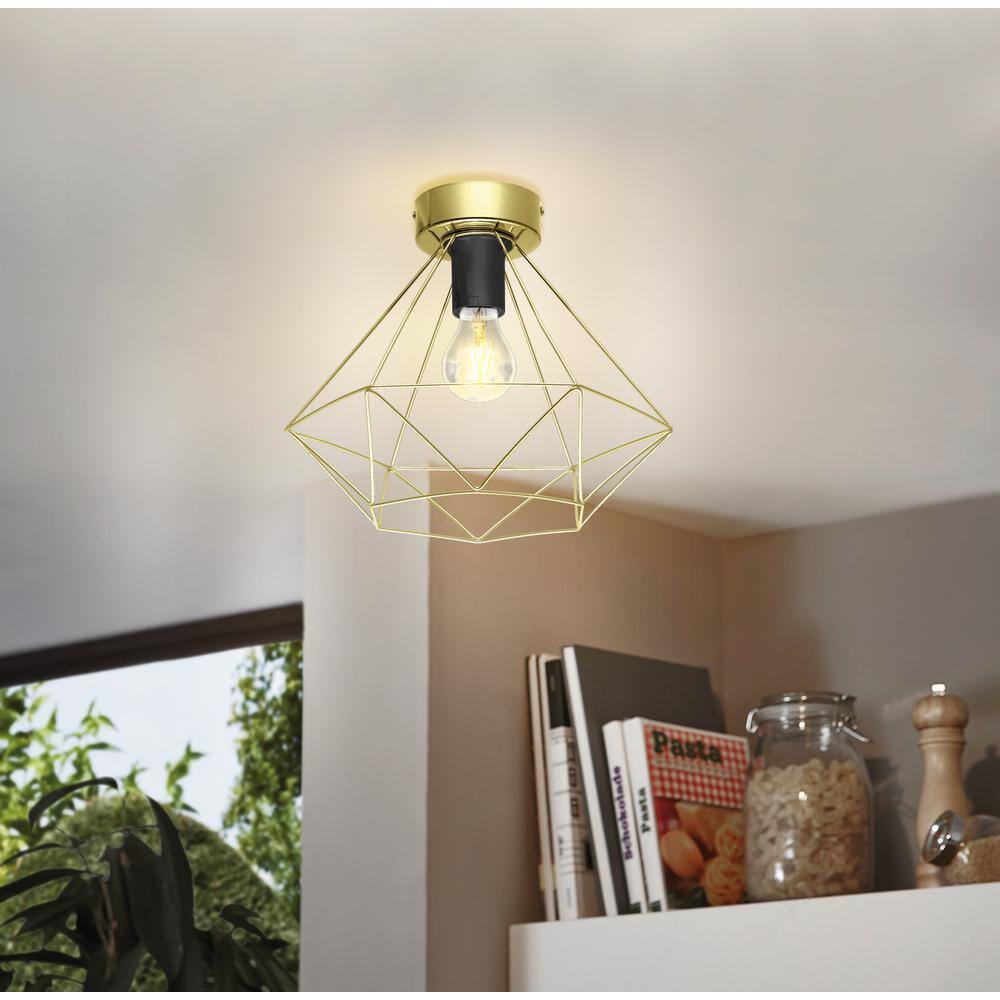 Tarbes Brushed Brass Geometric LED Ceiling Light 12.8"