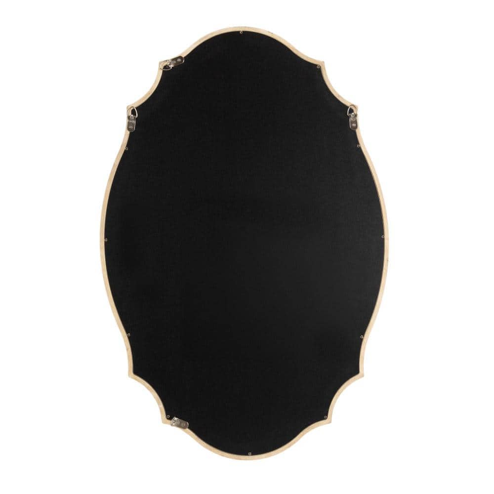 Natural Wood Scalloped Oval Wall Mirror 24x36