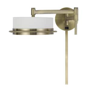 Sarnen 5 in. H Antique Brass Integrated LED Metal Wall Swing Arm