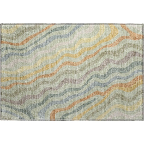 Addison Rugs Mayfield Premium Machine Washable Abstract AMF2570 Celery ...