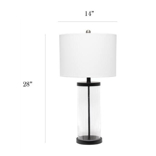 28 In Entrapped Glass Table Lamp With White Fabric Shade Lht 5009 Bk The Home Depot 28 In Entrapped Glass Table Lamp With, Glass Lamp Shades At Home Depot