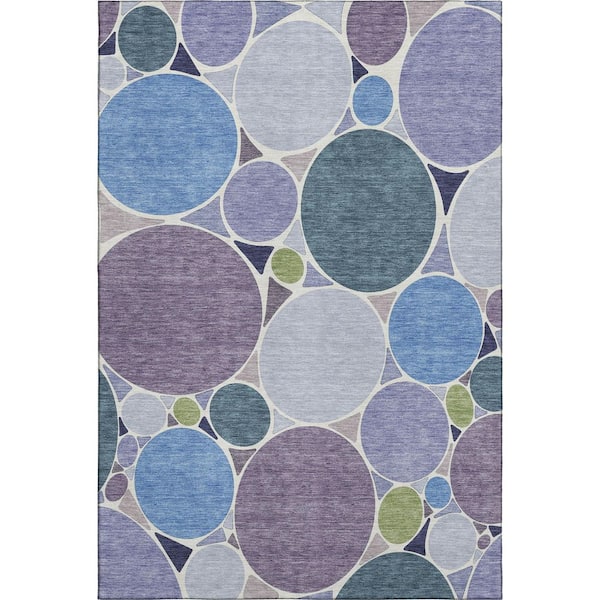 Mayfield Premium Machine Washable Abstract AMF2516 Plum 5 ft. x 7 ft. 6 in. Area Rug