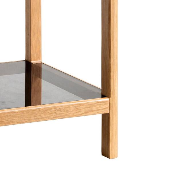 oak and glass side table next