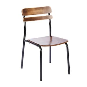 Cyprus Commercial Grade Solid Wood Dining Chair with Black Metal Frame and Antique Copper Finish