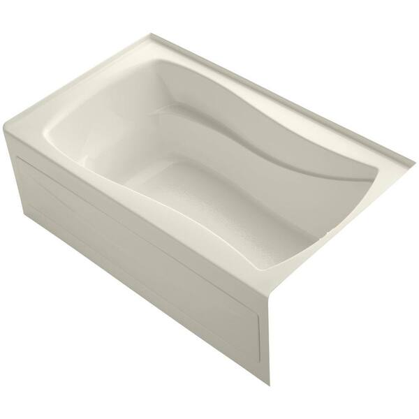 KOHLER Mariposa 60 in. Right Drain Rectangular Alcove Soaking Bathtub in Biscuit with Bask Heated Surface