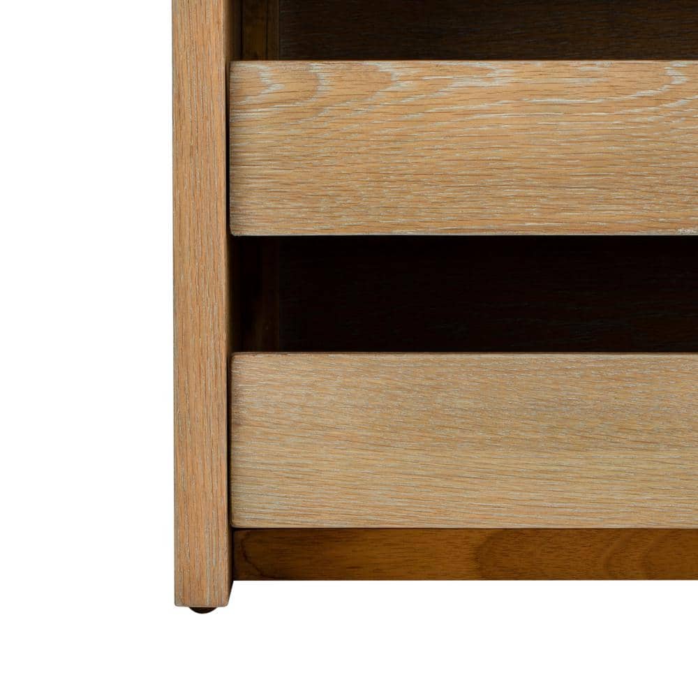 Percy Transitional 34'' Beige Linen and Rustic Oak Storage Bench