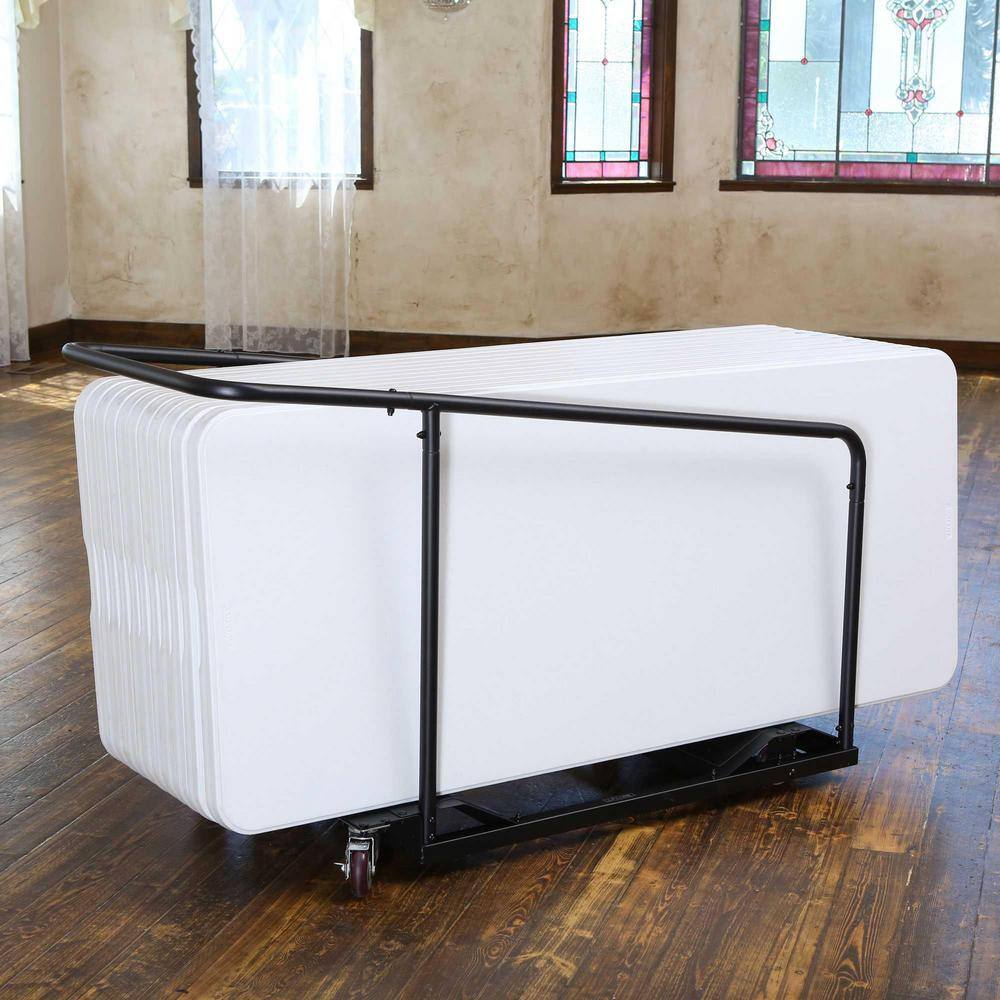 Black Steel Table Cart with Locking Wheels