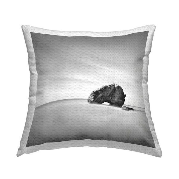 Stupell Industries Monochrome Beach Rocks Outdoor Printed Throw Pillow by Praxis Studio