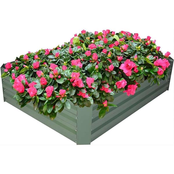 Unbranded Raised Garden Bed Metal Galvanized Planter Box with Anti-Rust Coating for Flowers and Vegetables (1-Piece)