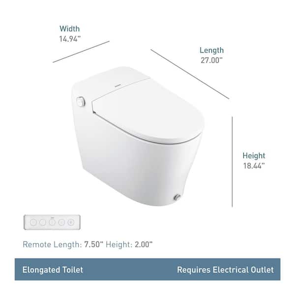 MOEN 3-Series Elongated Bidet Toilet in White with Heated Water and Remote Control