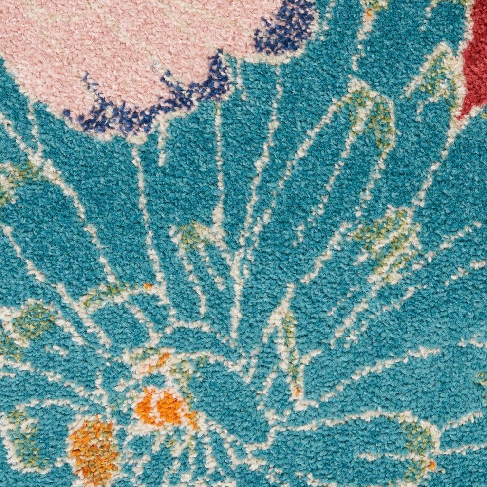 Allur Floral Essence Red Multicolor 5'3" x 7'3" Synthetic Area Rug