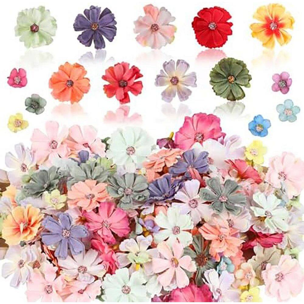 Mini Faux Flower Heads for Crafts 150-Piece Mixed Colors Daisy Peony ...
