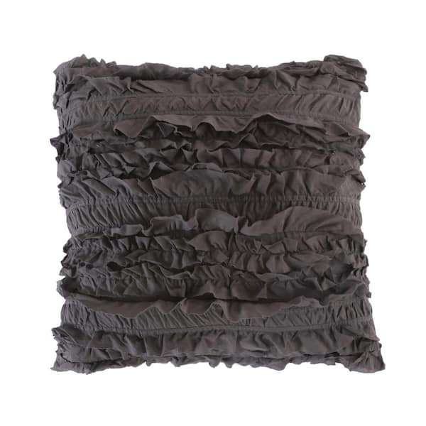 LEVTEX HOME Pom Pom Slate Solid Cotton 26 in. x 26 in. Euro Sham