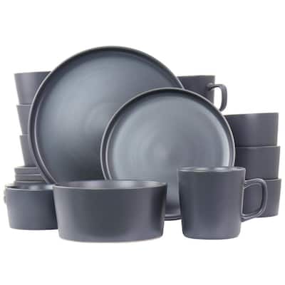 Luxmatte 20-Piece Dark Grey Stoneware Dinnerware Set (Service for 4)