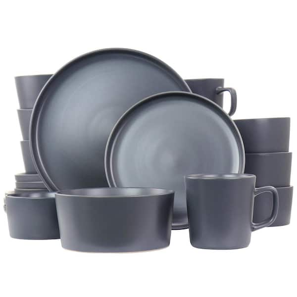 Elama Luxmatte 20-Piece Dark Grey Stoneware Dinnerware Set (Service for 4)