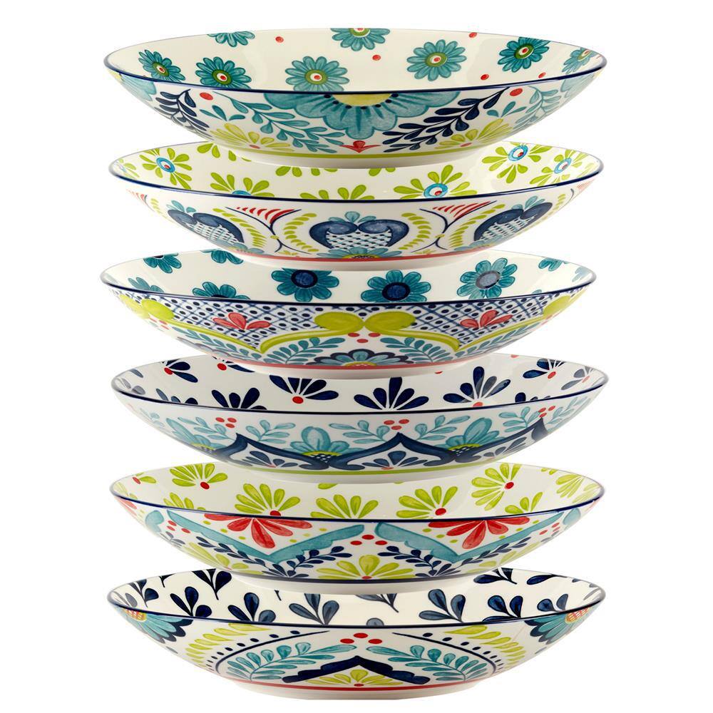 Talavera Multicolor Ceramic 9.25" Soup and Pasta Bowls Set