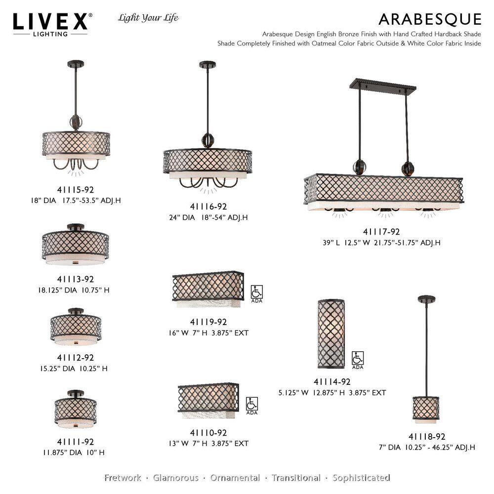 Arabesque English Bronze Drum Semi-Flush Mount Light