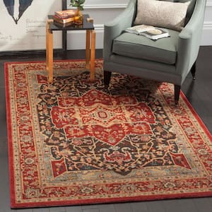 Mahal Red/Red Doormat 2 ft. x 4 ft. Border Floral Medallion Area Rug