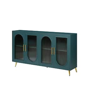 60.00 in. W x 15.70 in. D x 32.30 in. H Antique Blue Linen Cabinet with Storage Cabinet & Adjustable Shelves