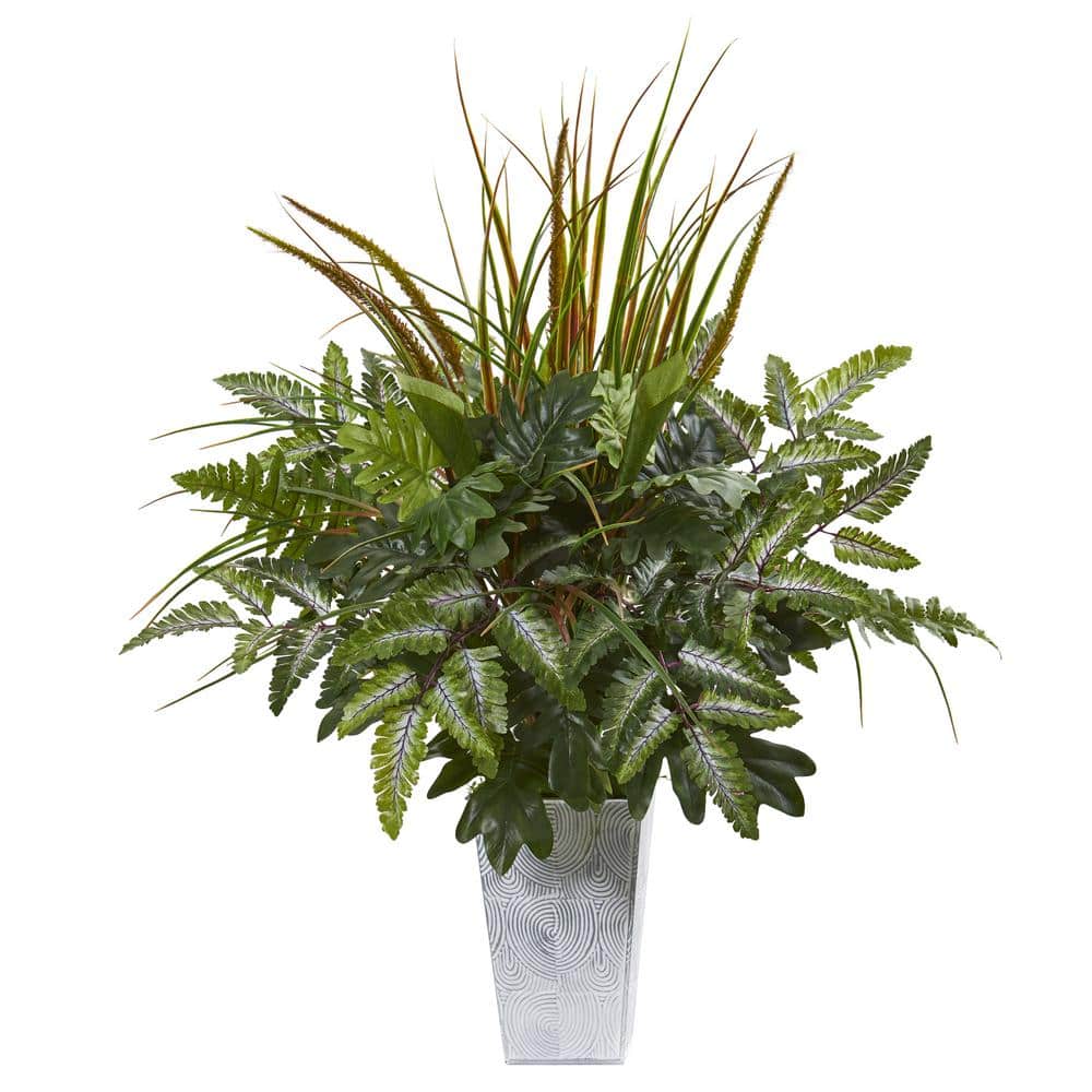 Nearly Natural 25 in. Mix Greens Artificial Plant in Planter8886 The
