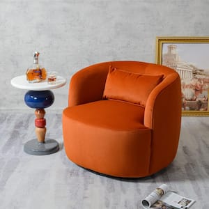 Modern Rust Velvet Fabric Upholstered Swivel Accent Armchair