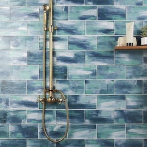 Demure Aqua 4.37 in. x 8.74 in. Polished Glass Wall Tile (5.3 sq. ft./Case)