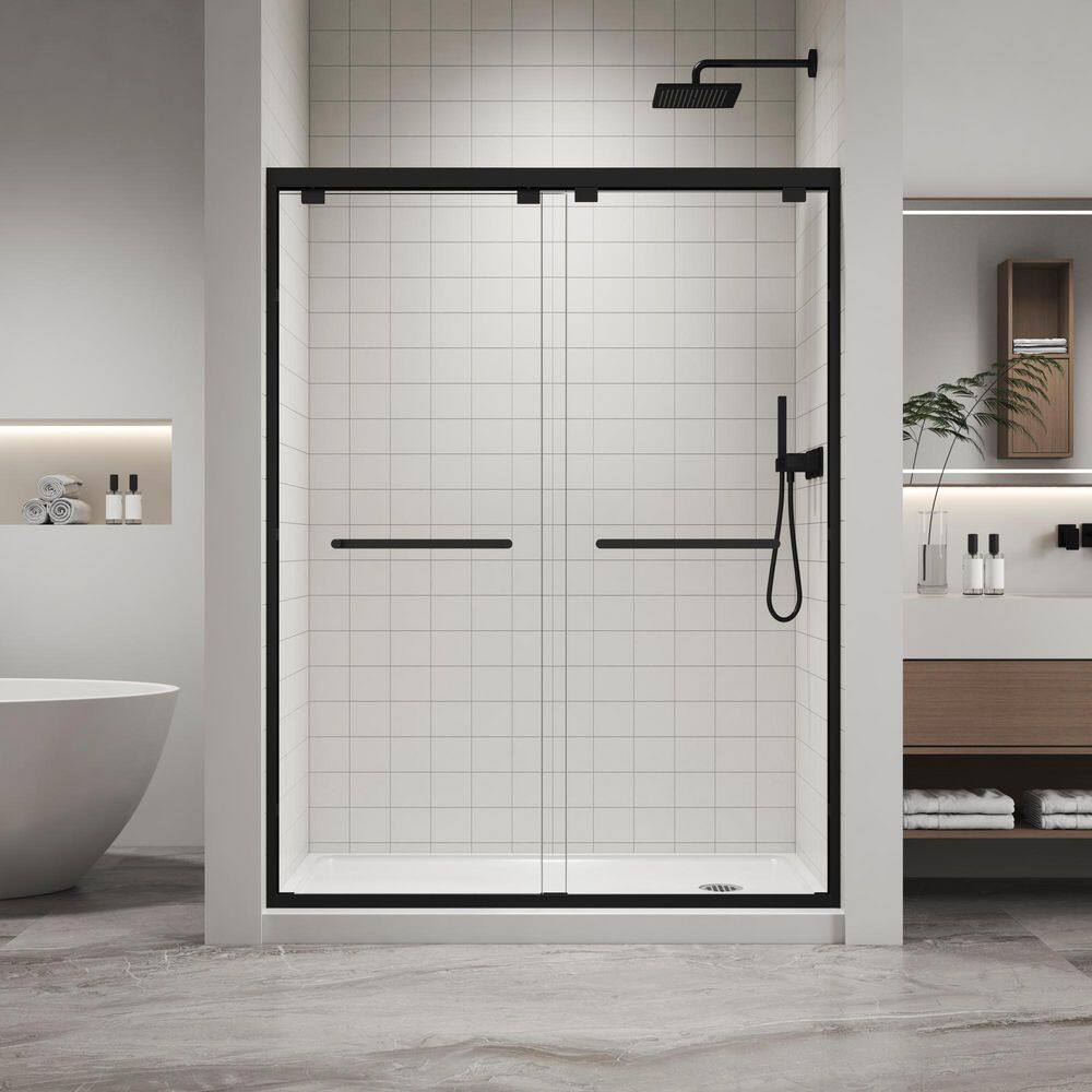 EASYWORC 60 in. L x 32 in. W x 76 in. H Alcove Shower Kit with Sliding ...