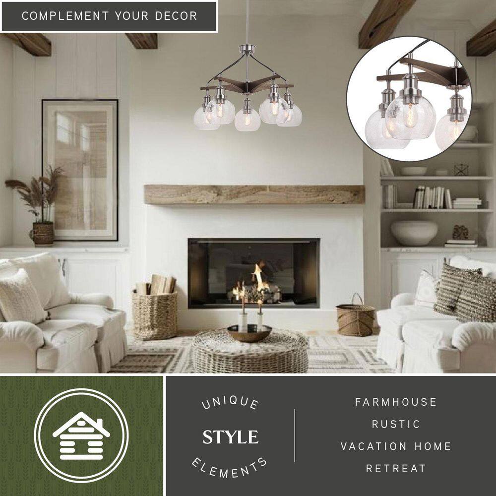 Satin Nickel 25'' Globe Chandelier with Dark Accents