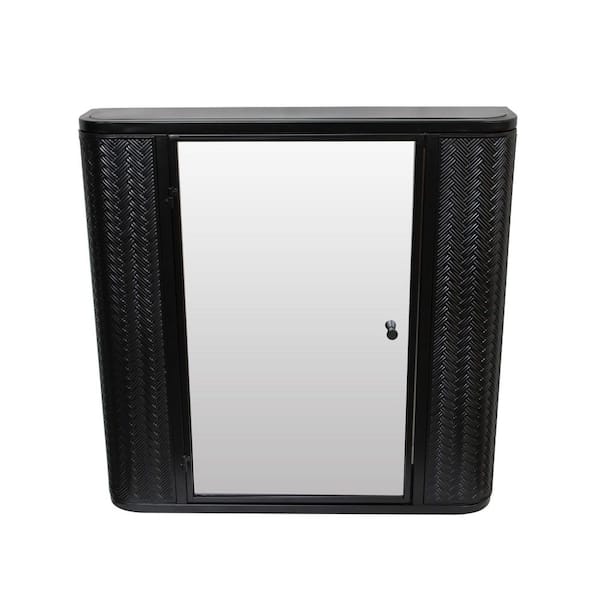 5.11 in. W x 23.62 in. D x 23.62 in. H Bathroom Storage Wall Cabinet in Green with Mirror Doors and Shelves in Black