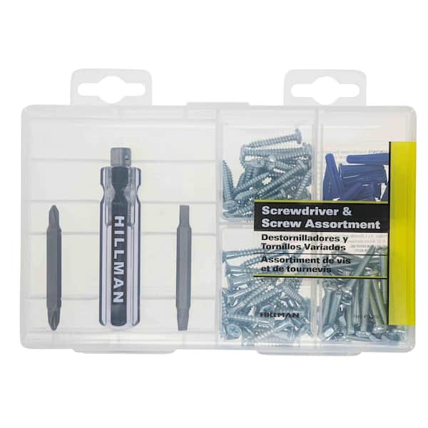 Zinc Sheet Metal Screw, Machine Screw, Wood Screw, Drywall Anchor with Screws Driver Assorted Kit (143-Pack)