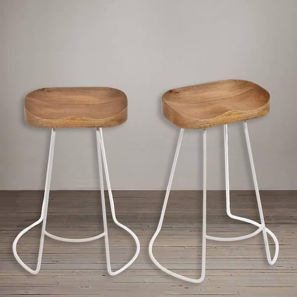 Carolina Forge Saga 24.75 in. Natural White Counter Stool Set of