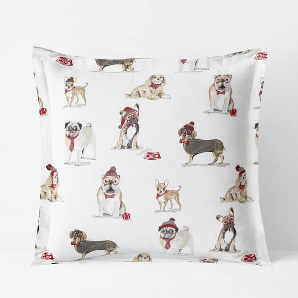 The Company Store Legends Hotel Stylish Dogs Velvet Flannel Multi Cotton Euro Sham