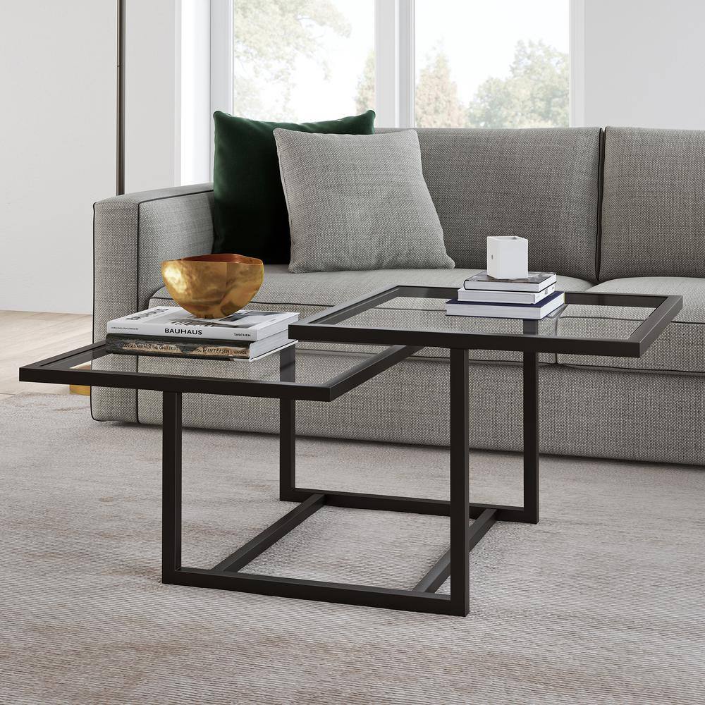 Amalie Blackened Bronze Rectangular Glass Coffee Table, 43"W