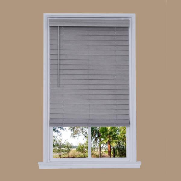 Unbranded Cut-to-Width Steel Gray Cordless Room Darkening 2.5 in. Distressed Premium Faux Wood Blind - 25.5 in. W x 72 in. L