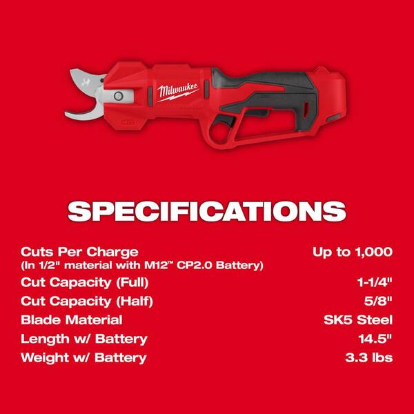 Milwaukee M12 Fuel 12V Lithium-Ion Brushless Cordless 6 in. Hatchet Pruning Saw Kit w/M12 Pruner Shears, 4.0 Ah Battery, Charger