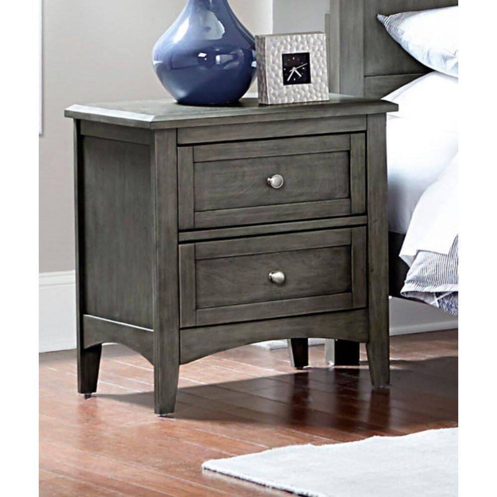 Gray 2 Drawer 16.5 in. W Nightstand with Sturdy Hardware and Ample Storage