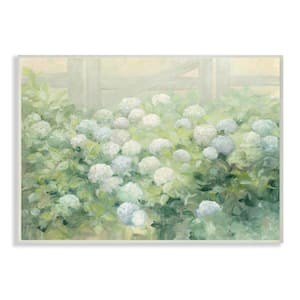 "Floral Blue White Garden Farmhouse Painting" by Julia Purinton Unframed Nature Wood Wall Art Print 13 in. x 19 in.