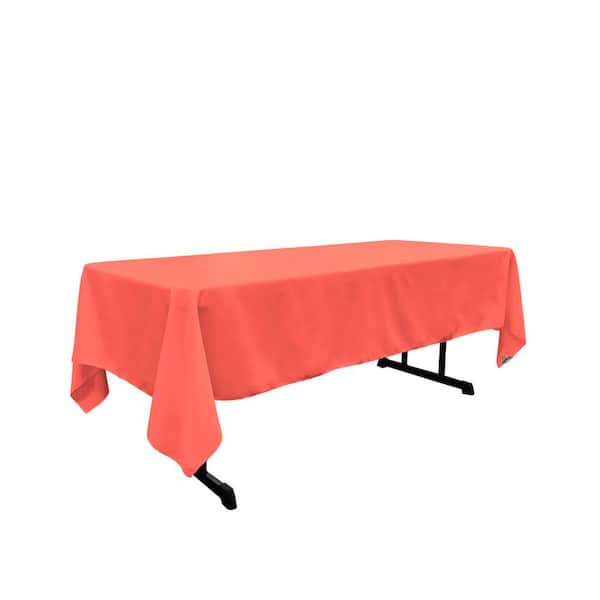 LA Linen Polyester Poplin 60 in. x 126 in. Coral Rectangular Tablecloth