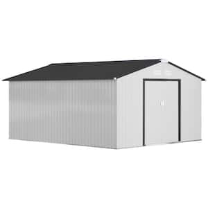 134.4 in. x 152.4 in. White Metal Garden Storage Shed with Foundation (141 sq. ft.)